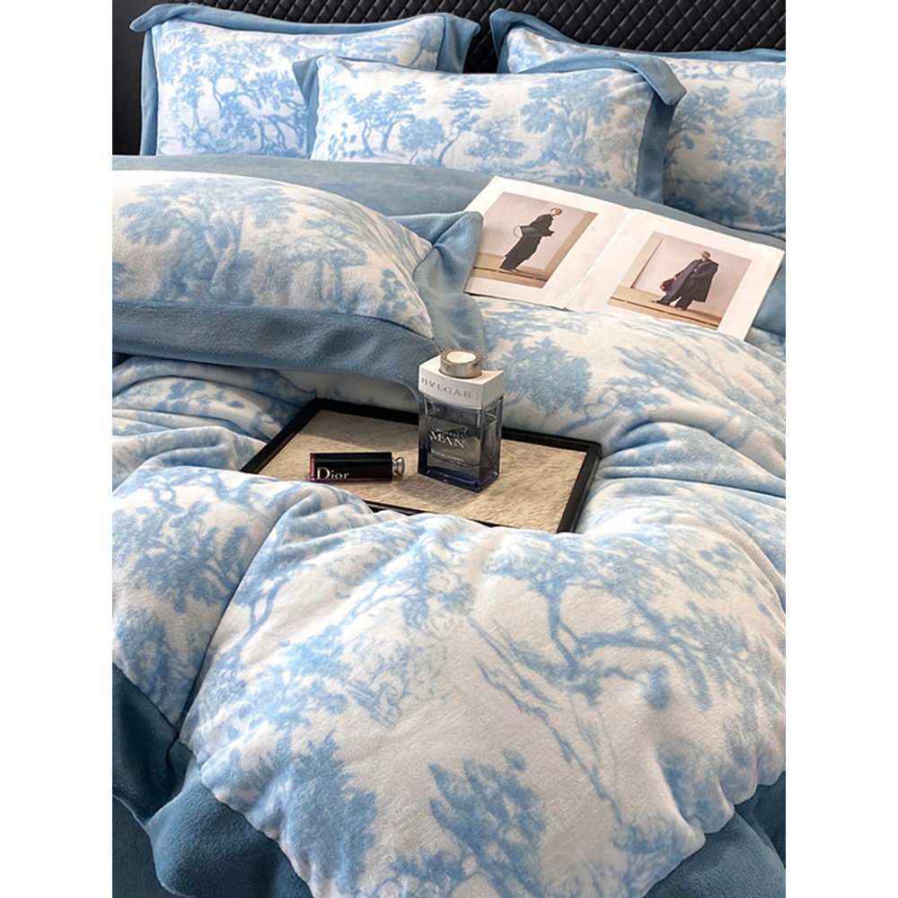 High-End leite velo conjunto de quatro peças 2026 novo estilo inverno engrossado quente pelúcia colcha capa flanela folh