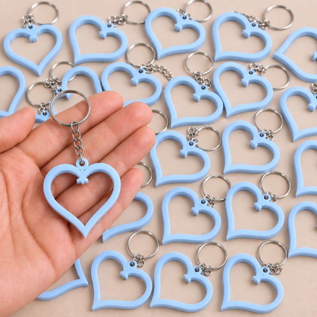 KIT Chaveiro Coração Vazado Lembrancinha Amor Vermelho Casamento Aniversário Namorado Brindes Mimos Azul bb