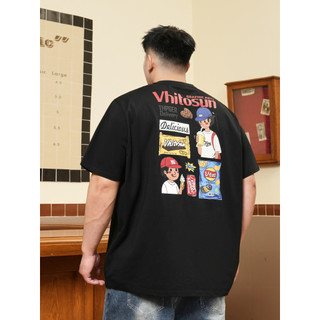 THE PANG Street Wear Plus Size Masculino Wear Verão Gordo Legal Secagem Rápida Camiseta de Manga Curta Solta Desenhos An