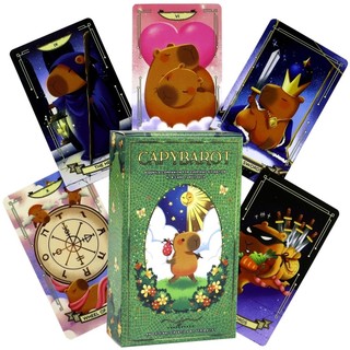 Novas cartas de tarô Capivara 78 peças Conjunto completo de cartas fofas Pibara Healing Tarot Cards Influencer Relaxamen