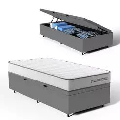 Cama Box Baú Solteiro com Colchão de Molas Ensacadas Double Comfort 88x188x62cm