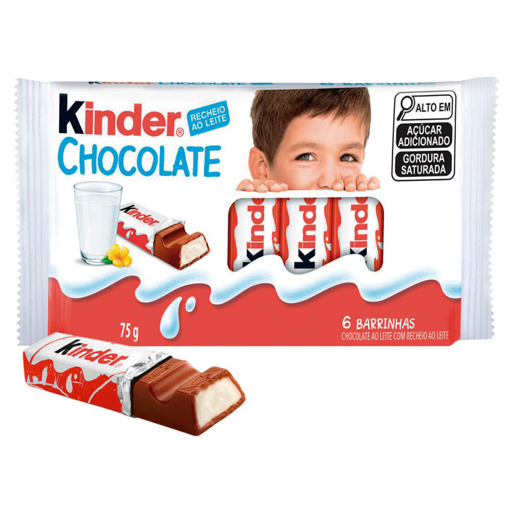 Chocolate Kinder Recheio ao Leite com 6 Barrinhas 75g