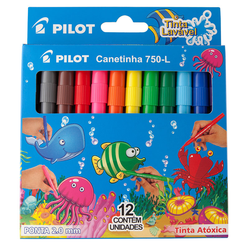 Caneta hidrográfica Color 750-L com 12 cores Pilot