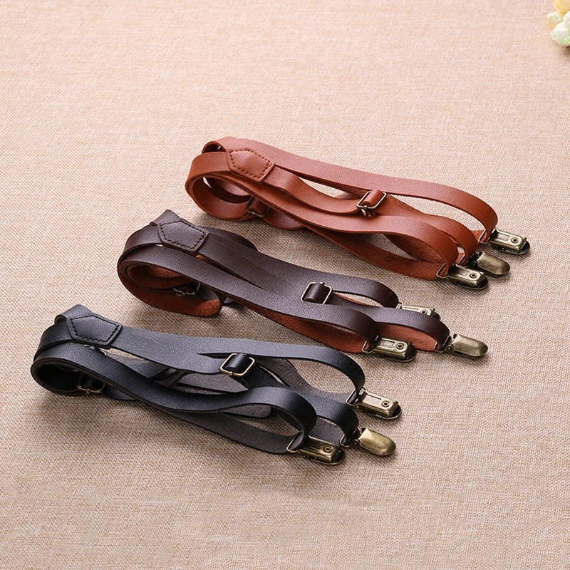 Masculino feminino Universal cinta clipe feminino britânico simples imitação de couro cinta suspensórios finos na moda p
