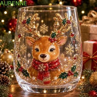 Copo De Vidro De Natal AURENNE , Vinho De Papai Noel De Boneco De Neve Decorativo Com Haste Transparente Em Relevo 3D