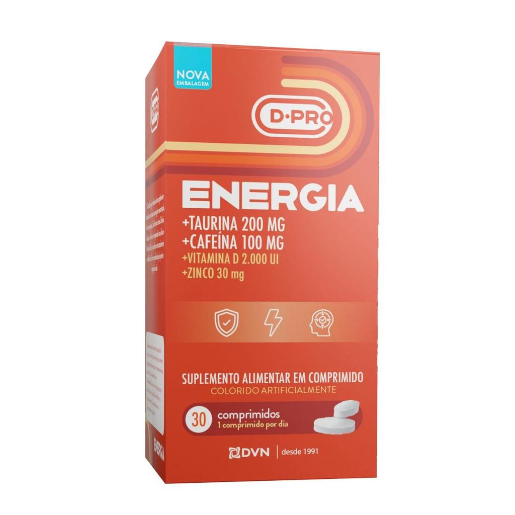 Suplemento Energia com Cafeína, Taurina, Vitamina D e Zinco 30 Comprimidos DPRO