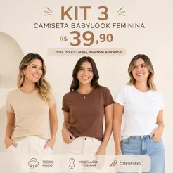 Kit 3 Babylook Feminina Básica Lisa 100% Algodão - Conforto e Estil