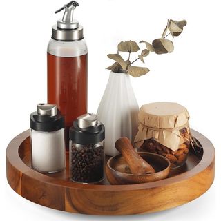 Organizador Susan Preguiçoso De Madeira TIDITA 13 " Para Mesa 360 ° Rotação , Aro Alto