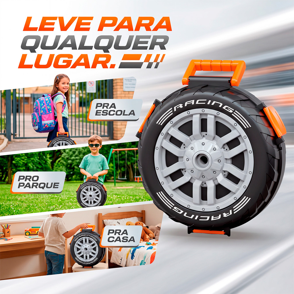 Pista Maleta Catapulta Lançador Carrinho Liga Metal 2 Carrinhos Corrida Radical Infantil Menino — imagem 2 de 2