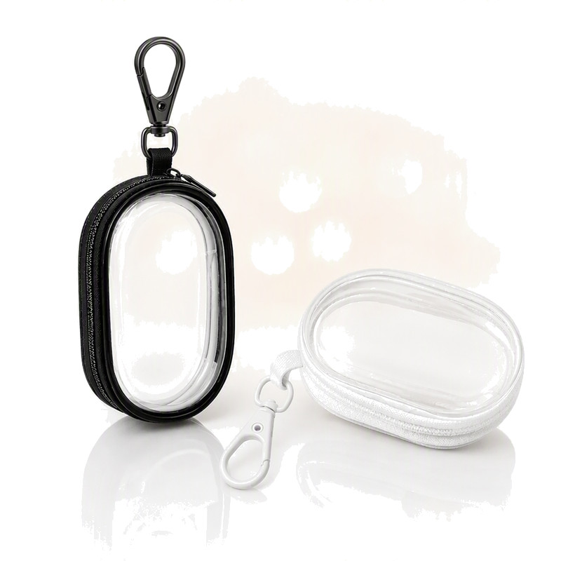 Porta Carregador de Celular Cristal PVC Estojo Transparente com Mosquetão Organizador de Cabos e Fones Premium