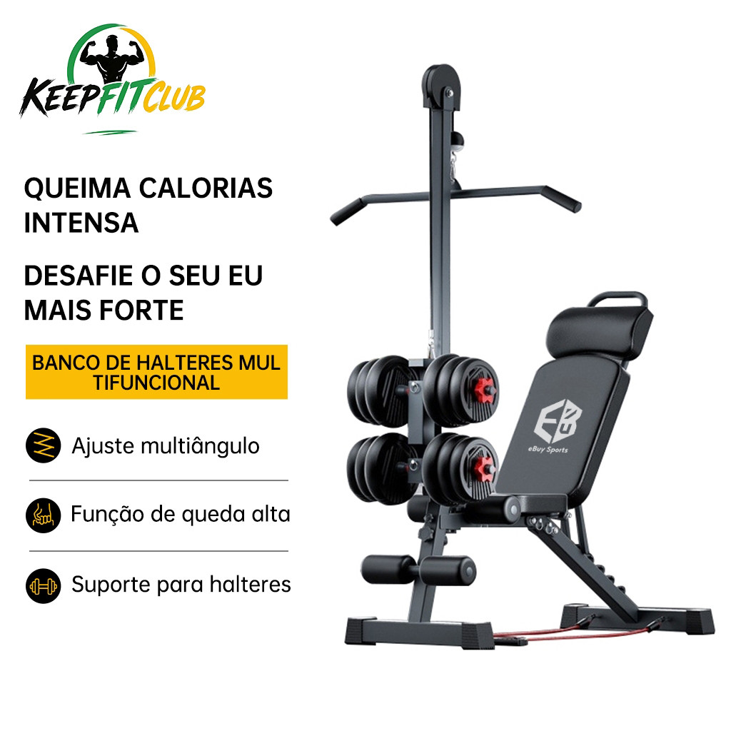 Keepfitclub Treine Tudo em Casa com Alta Tração Banco Multifuncional 12 em 1 Suporta Até 300kg