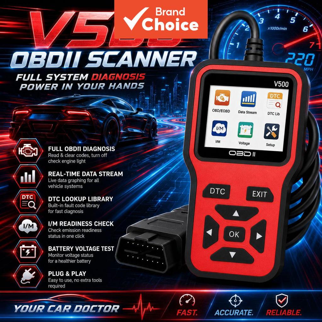 V500 Obd2 Leitor De Código De Carro Scanner Ferramenta De Redefinição De Diagnóstico De Motor Universal