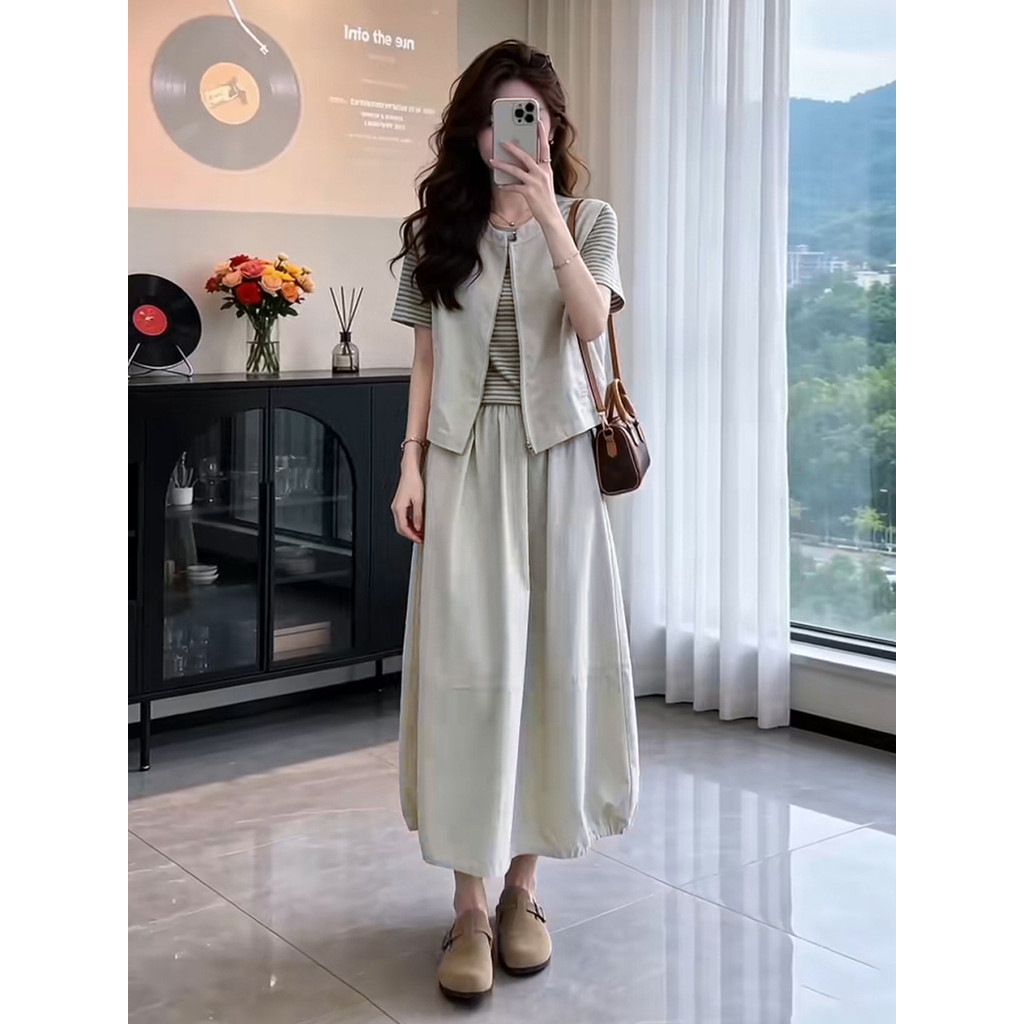 Pequeno estilo coreano usar um conjunto completo vestido feminino verão 2026 novo estilo único bonito gigante linda saia