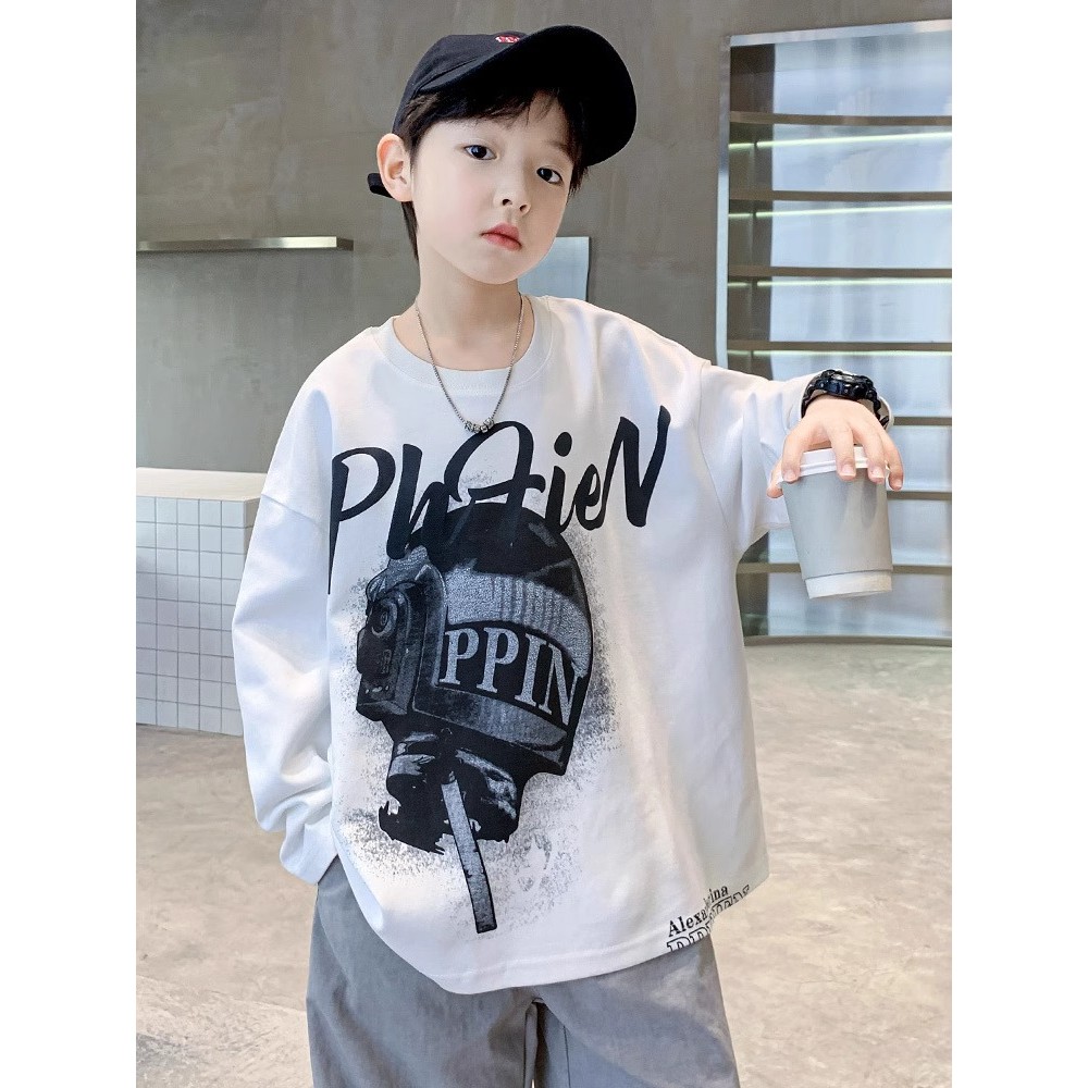 Bottoming meninos médio grande crianças camisetas bonito de manga comprida novo estilo primavera outono 2026 meninos cri