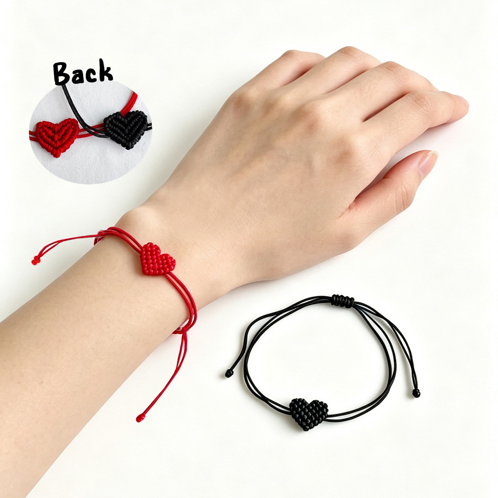 Produtos europeus e americanos em estoque, fornecimento direto, pulseiras de coração tecidas à mão, conjunto de joias de