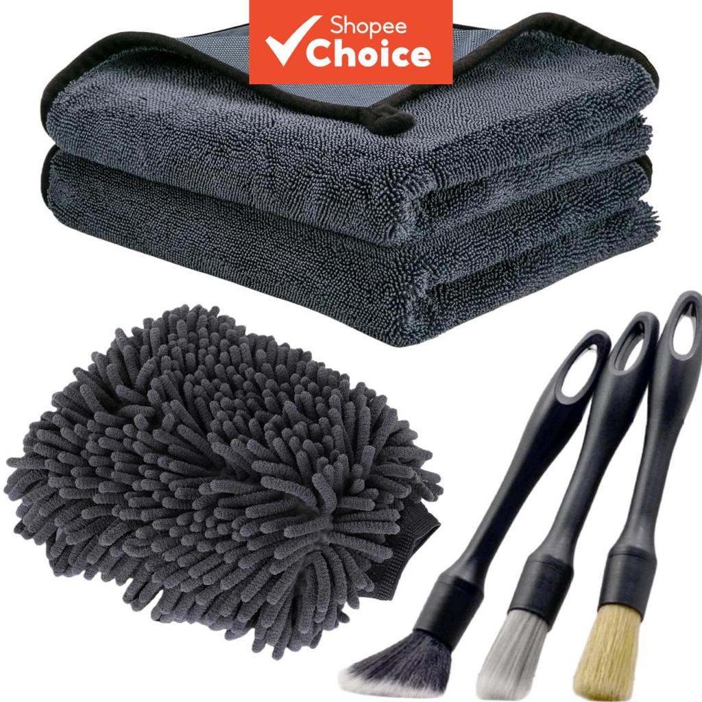 Kit De Lavagem E Detalhes De Carro , Escova De Luva Toalha Absorvente , Limpeza Automática Completa