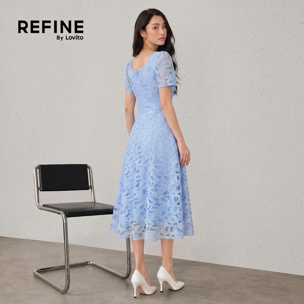 (Refine by Lovito) Vestido Elegante Camadas Duplas Jacquard Azul Primavera/Verão Trabalho LR41A107 · foto 2
