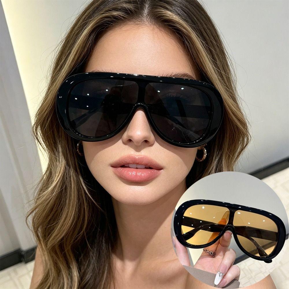 Óculos De Sol Feminino,Piloto De Armação Grande Retrô com Lentes Degradêde Proteção UV400,Estilo Minimalista Unissex