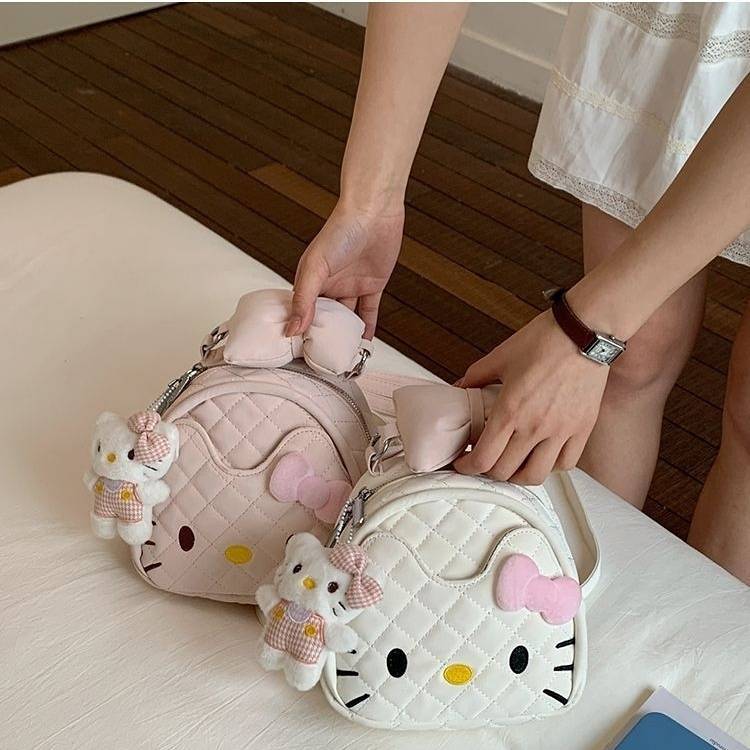 Cute Rhombus Backpack Kitten Mini New Princess Cartoon Backpack Girl Student Commuter's All-Matching Backpack 5lwM