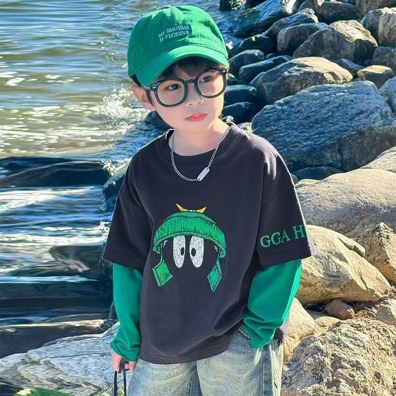 Primavera outono camisa de manga comprida meninos dos desenhos animados crianças Bottoming meninos roupas de outono médi