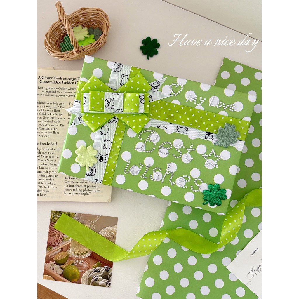 Maçã verde Bobo ~ antigo papel Kraft diy aniversário papel de embrulho flor presente tamanho grande papel de presente