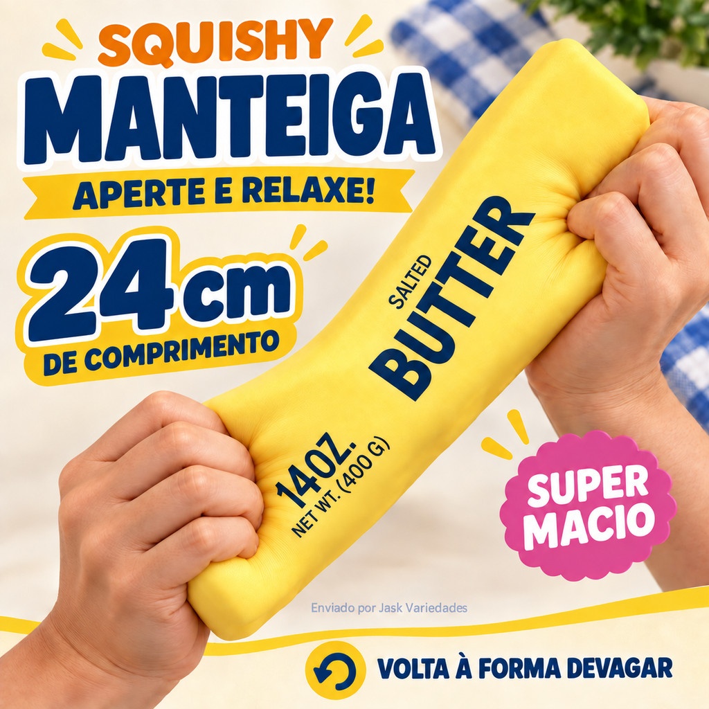 Squishy Manteiga Butter Brinquedo Antiestresse Sensorial Squish Super Macio 12cm e 24cm