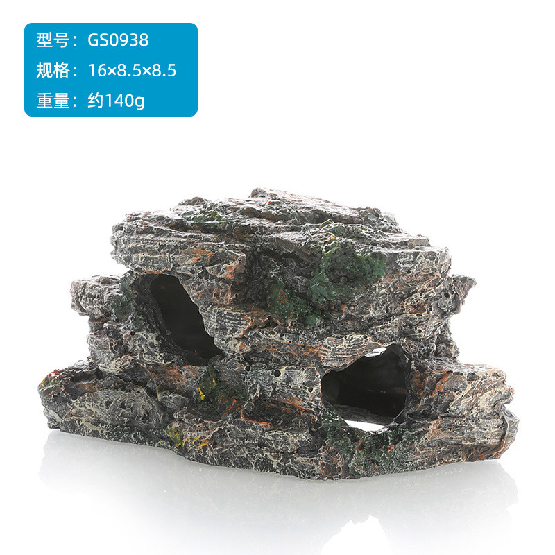 Simulação de paisagismo para tanque de peixes, fluxo de pedra, decoração ornamental, Dodge Hole, ornamentos de resina, c
