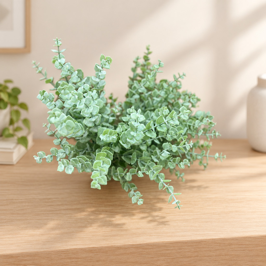 Folhagem Artificial de Eucalipto Cinza 40cm para Decoração de Jardim/c0054