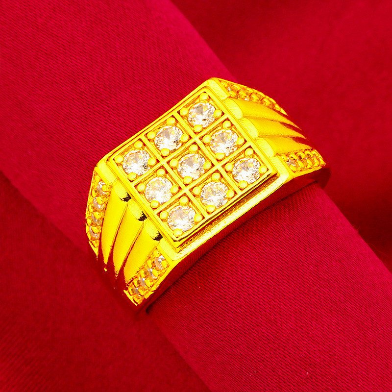 Anel quadrado masculino de ouro areia do Vietnã joias moda Indonésia anel quadrado