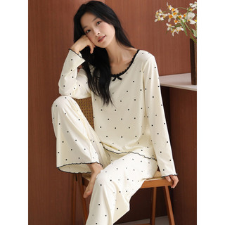 Daphne 25 novo estilo pijamas feminino outono inverno macio puro algodão Loungewear manga longa em torno do pescoço prim