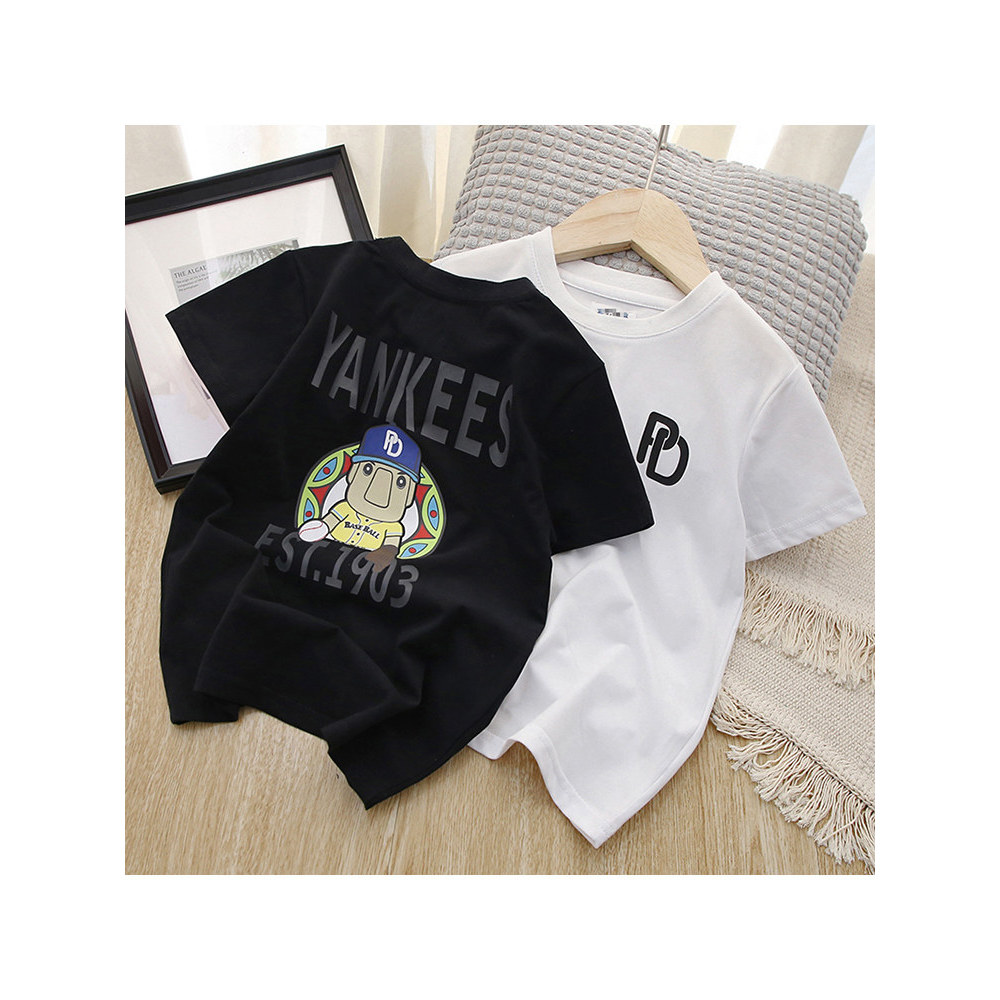 [Estoque de limpeza] Beisebol menino bonito legal ~ meninos camiseta de manga curta roupas de verão médio grande criança