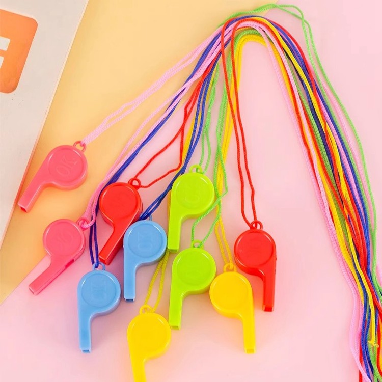 Apito de plástico para presente de brinquedo infantil, apito para árbitro, cordão para jogos, apito de atividade