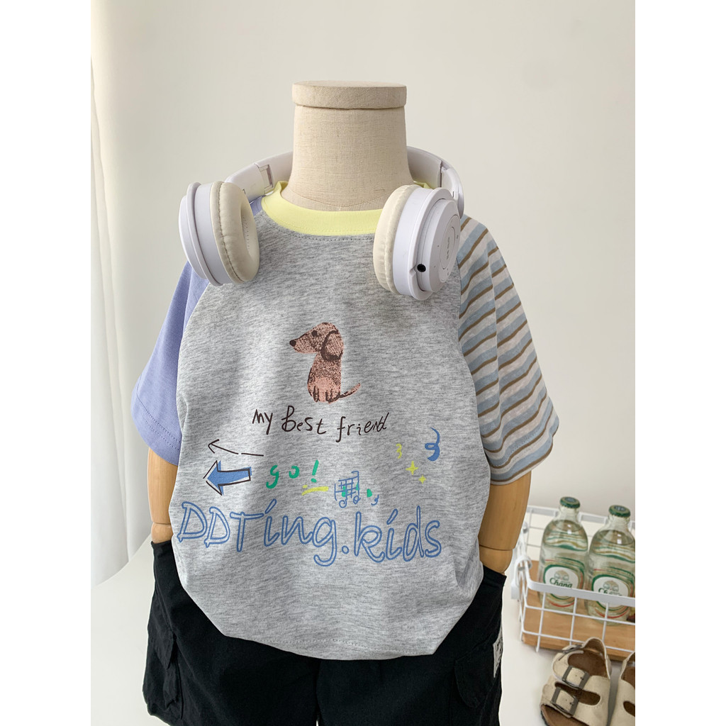 Crianças verão bonito dos desenhos animados impresso camiseta de manga curta 2026 novo estilo meninos verão contraste co