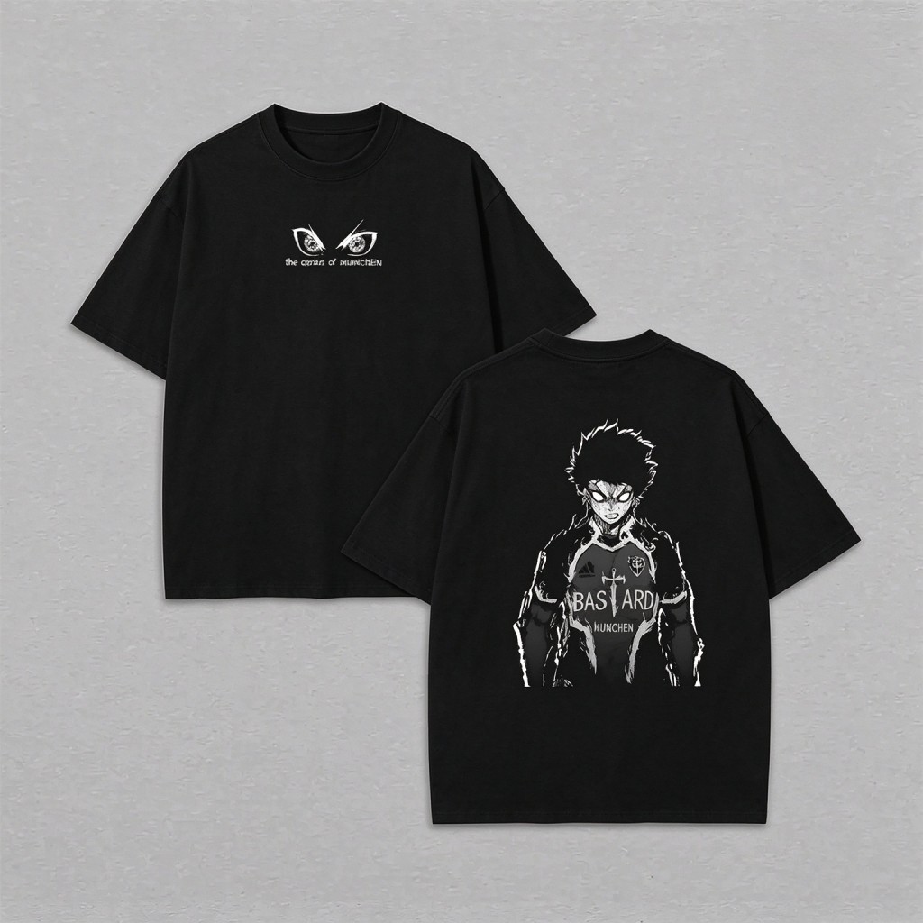 Camiseta Unissex Premium de Algodão Estampa Personagem Anime Futebol Preta Casual Para Uso Diário Para Fãs De Mangá