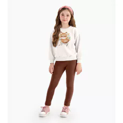 Conjunto Blusão Com Legging Menina Rovi Kids Bege