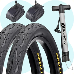 Par Pneu Bicicleta Pirelli Tornado Beta Flame Balão Aro 26 x 2.125 + Par Camara + Brinde Bomba de ar
