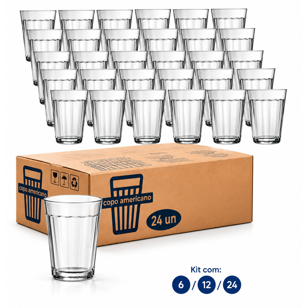 Kit 6/12/24 Copo Americano Nadir 190ml Vidro Cerveja Café Bar Restaurante Suco