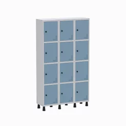 Armário Locker Guarda Volume Aço Light 12 Portas 103,5x179,5cm Azul e Cinza Cinza/Azul Dali