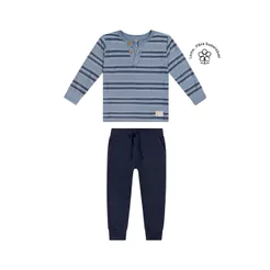 Conjunto Longo Infantil Menino Listrado Colorittá Azul