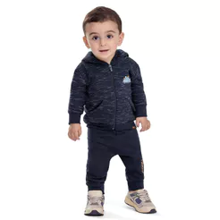 Conjunto Bebê Menino Moletom Rajado Dino Elian Azul