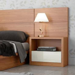 Mesa de Cabeceira 67cm 01 Gaveta Nature Marrom
