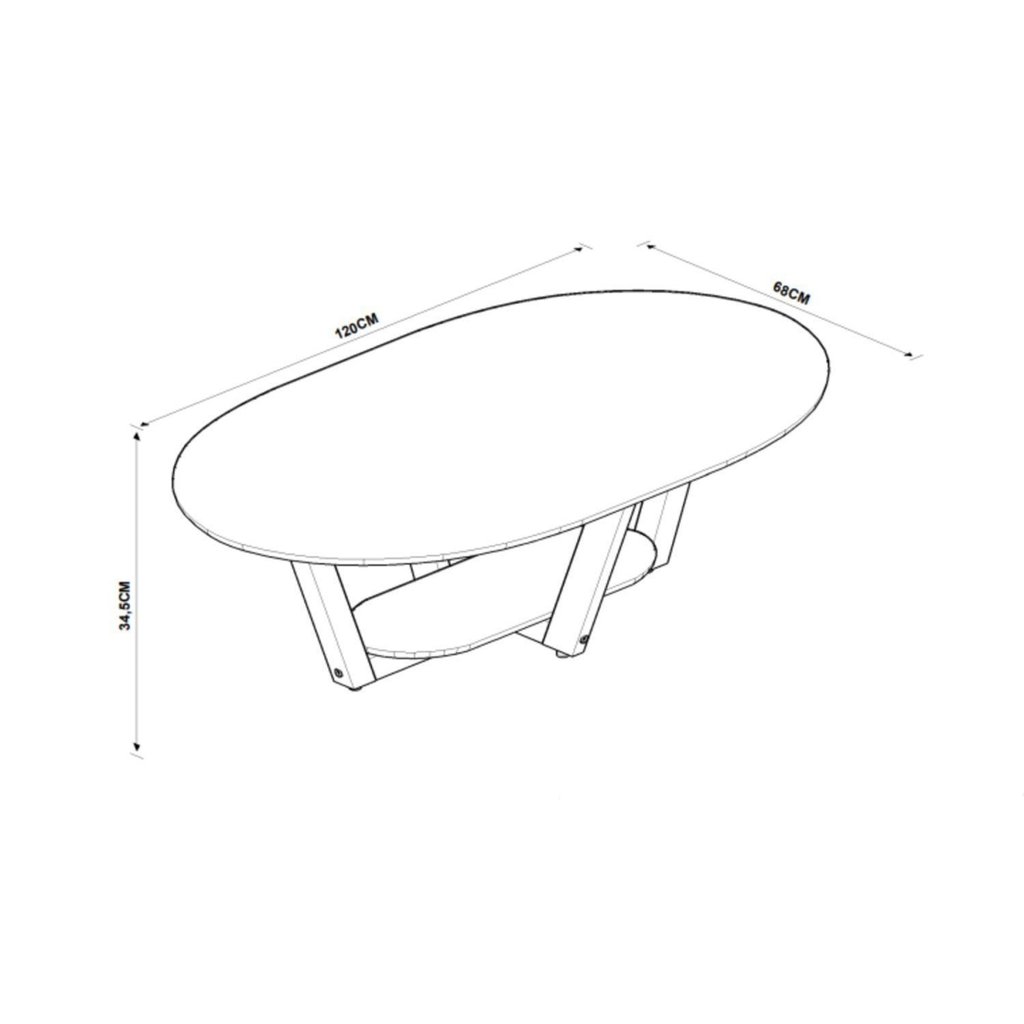 Mesa de Centro para Sala de Estar Oval Elegance Cinza Cinza · foto 2