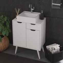 Gabinete para Banheiro 2 Portas e 1 Gaveta BN3637 Branco Branco