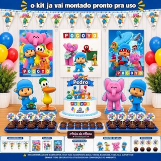 Kit Só Um Bolinho Tema Pocoyo   - Kit Pronto para Festa aniversário ou mêsversário