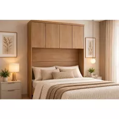 Modulado de Quarto Armário Ponte Aéreo Casal/Queen 167cm Rizon/Linea c/ 4 Portas Freijo Cumaru - Novo Horizonte