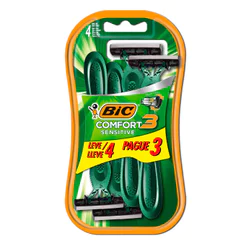 Barbeador descartável Comfort3 Sensitive Verde 4 unidades Bic