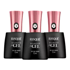 Kit Risqué Diamond Gel Top Coat Fixador 9,5ml - 3 Unidades