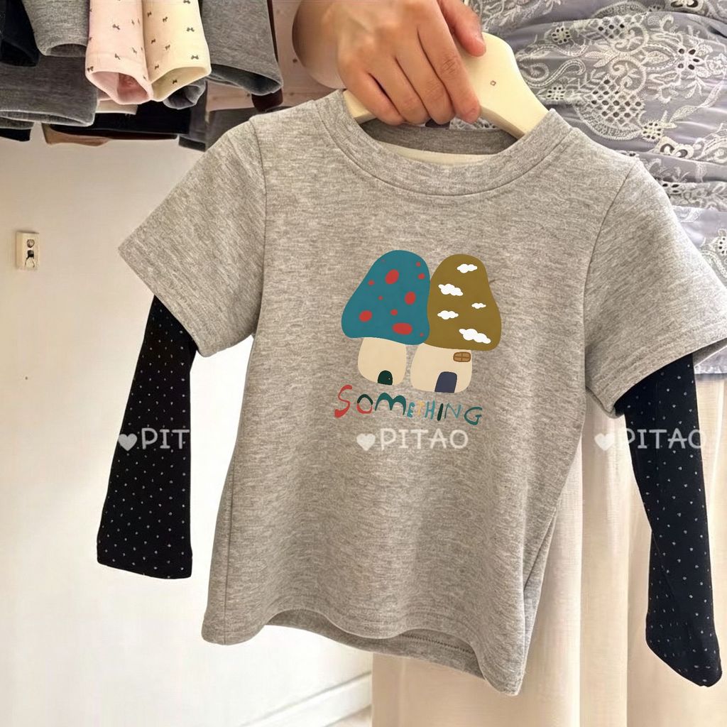 Outono inverno meninos meninas crianças diversão dos desenhos animados impresso em torno do pescoço falso camisa de fund