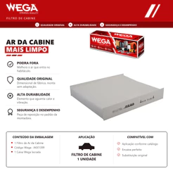 Filtro Do Ar condicionado cabine NISSAN KICKS RENAULT CAPTUR DUSTER LOGAN SANDERO – Wega AKX1399