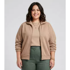 Jaqueta Feminina Plus Size Secret Glam Marrom